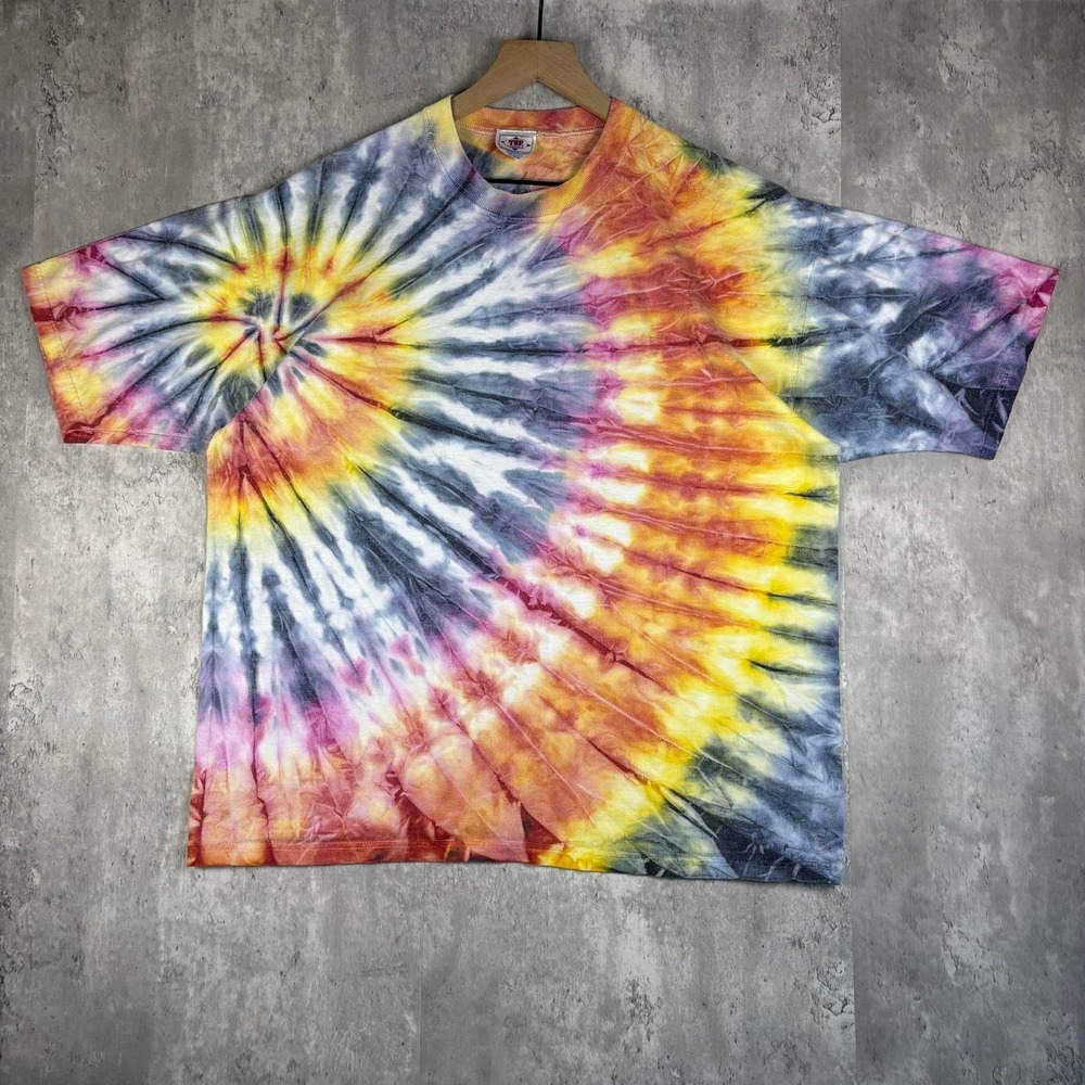 TSF Sportswear Tie Dye T-Shirt XL Spiral Multi-Color Cotton Made in USA Mens